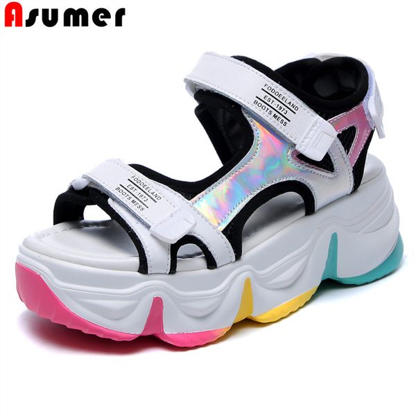 

asumer 2020 women sandals platform casual shoes colors thick bottom comfortable ladies sandals female, Black