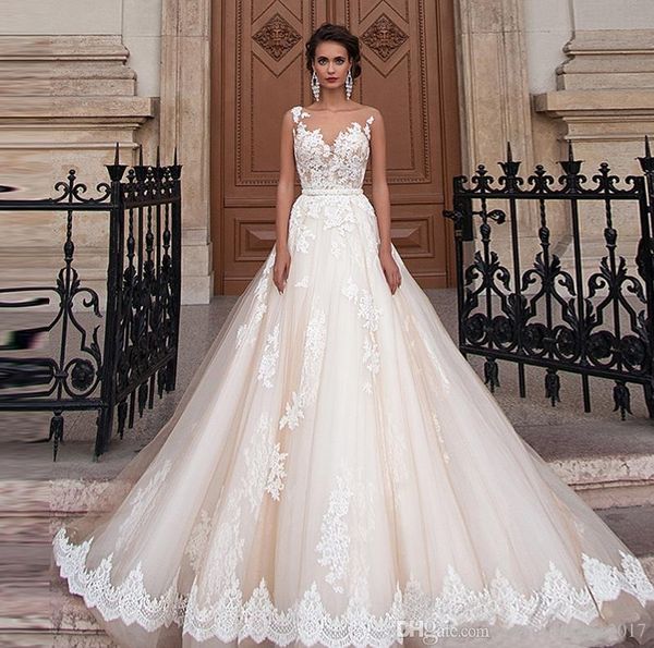 

vintage arabic princess wedding dresses lace turkey women country western bridal gowns pearls sash tulle, White