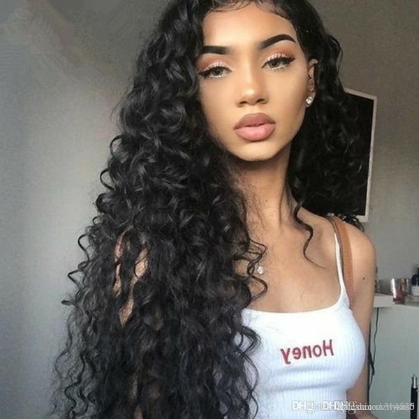 24inch Deep Wave Lace Front Human Hair Wigs Peruvian Remy 13 4