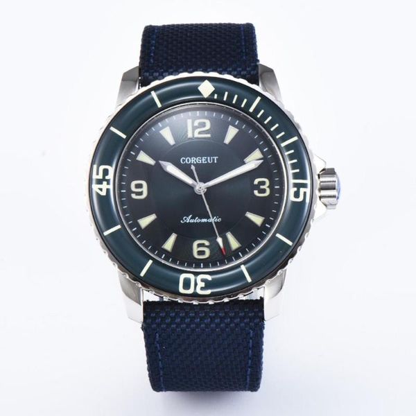 

45mm sport design clock corgeut mechanical luminous hands automatic self-wind vintage men's watch, Slivery;brown