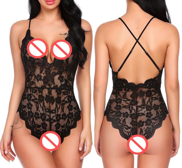 

lingeries women teddy lingerie one piece babydoll bodysuit nightwear black white red  to 3xl size, Red;black