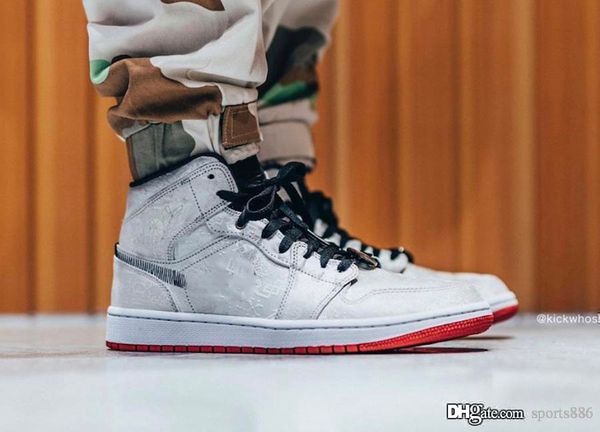 

hootest authentic clot x air high 1 mid fearless men basketball shoes woven nylon upper retro sports sneakers cu2804-100 with box