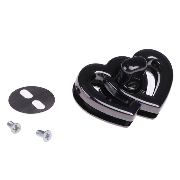 

1pc metal heart clasp buckles turn lock twist locks for handbag bag purse craft, Black