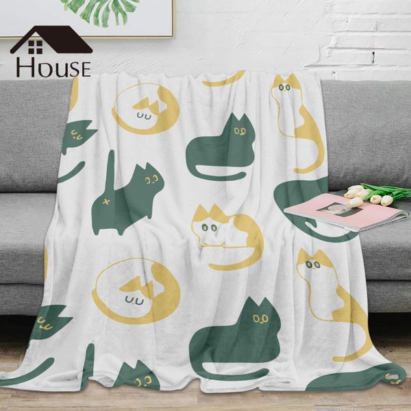 

bighouses blanket cat throw blanket cartoon animals warm microfiber
