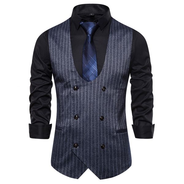 

men leisure suits new arrival men's casual u-neck european-style striped waistcoat, Black;white