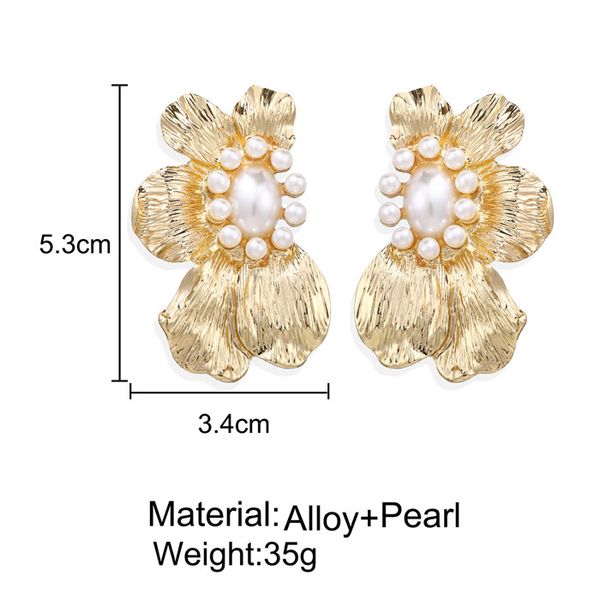 

fashion- earring flower pearl charm alloy material baroque style for women party birthday new year christmas gift, Golden