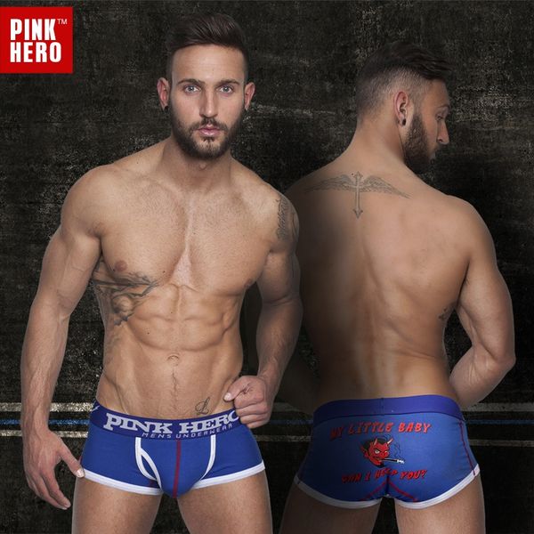 

pink hero/pink hero group men's pure cotton underwear underpants underpants head youth u bag men's flat underwear 1226, Black;white