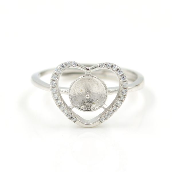

s925 sterling silver ring accessories pearl ring hollow support diy adjustable tap zircon heart shaped support for oyster pearls ps4mjz039, Slivery;crystal