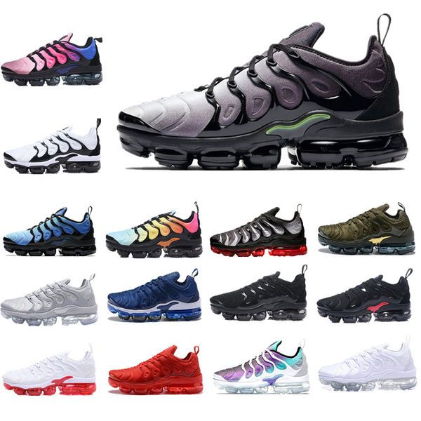 Compre 2019 TN Plus Air Cushon Hombres Mujeres Zapatos Para Correr Verde Oliva Blanco Plata Negro Triple Negro Diente De Tiburón Uva Para Hombre Compre 2019 TN Plus Air Cushon Hombres Mujeres Zapatos Para Correr Verde Oliva Blanco Plata Negro Triple Negro Diente De Tiburón Uva Para Hombre