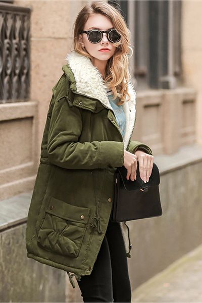 

army green winter jacket women new winter womens parka casual outwear coat fur women coat manteau femme woman clothes fs1915, Black