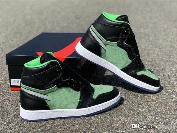 

air 1 high zoom rage green black tomatillo basketball shoes men 3m reflective logo authentic sneakers sports with original box