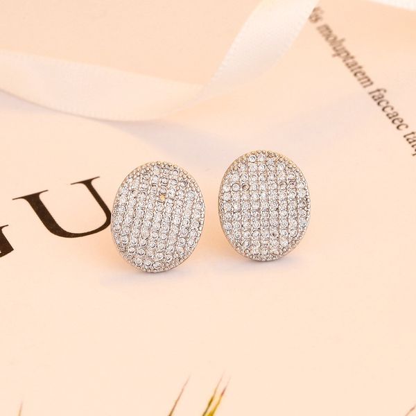 

jewelry & accessories fashion jewelry,earrings, stud earrings,s925 silver stud with zircon round earrings, Golden;silver