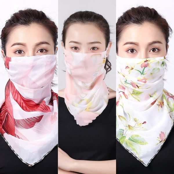 

h3ubw spring and summer full scarf scarf large mask female neck protection breathable mask sunscreen face, Black