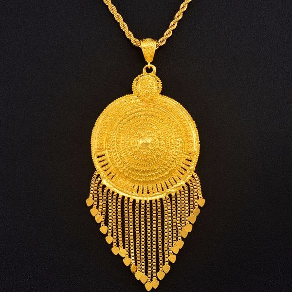 

anniyo african big pendant necklaces for women men gold color ethiopian jewellery nigeria congo sudan ghana arab jewelry #125306, Silver