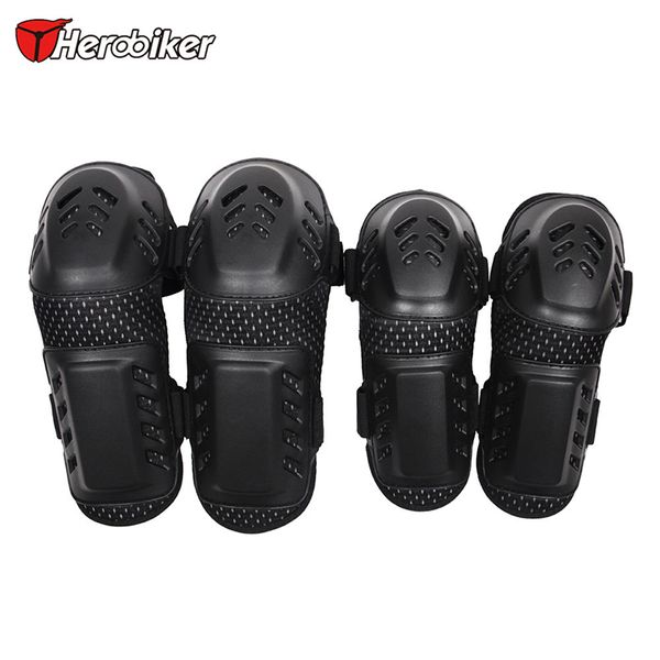 

herobiker motorcycle riding kneepad motocross off-road dirt bike elbow & knee protective gear set brace pads protector guard, Black;gray