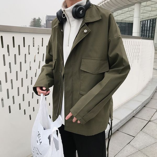 

кирби дэн 2019 осень одежда новый стиль сыпучие-fit men модные pure color jacket студенты корейского стиля прохладный спецодежда пальто мужс, Black;brown
