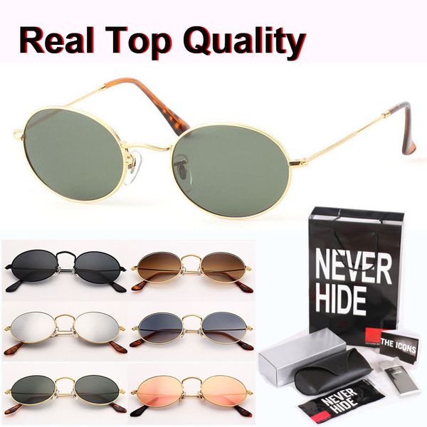 

1pcs 3547 fashion oval sunglasses men women glass lens brand designer sun glasses with original box, accessories, everything, White;black