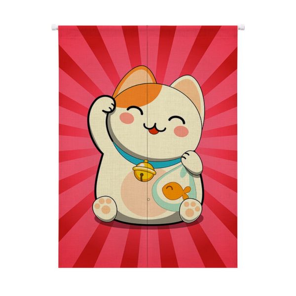 

japanese style noren doorway linen curtain hanging tapestry maneki neko/lucky cat cotton design pattern for home decoration