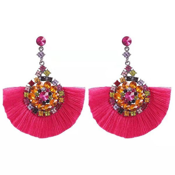 

fashion- dangle earrings for women luxury designer colorful diamonds earring jewelry bohemian holiday beach style 5 colors green pink, Silver