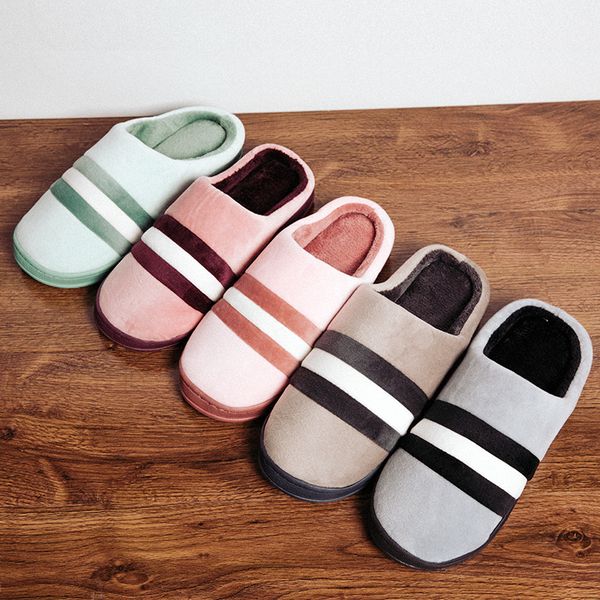 

cotton slippers cotton trailer non-slip winter men women slippers home comfort floor shoes indoor plush slipper, Black