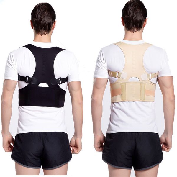 

back support male female posture corrector belt magnetic brace shoulder kit improve, Black;blue