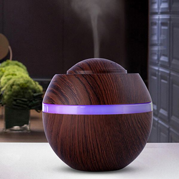 Air Humidifier 500ML New Ultrasonic Aroma Essential Oil Diffuser with Wood Grain 7 Color Changing LED Night Light Mist Make