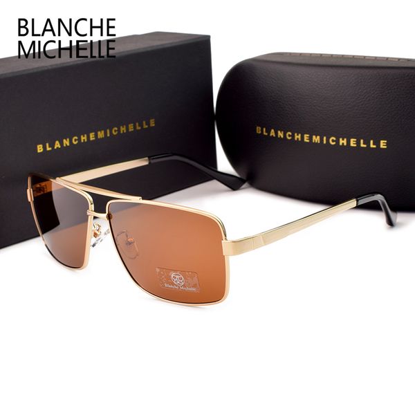 

blanche michelle 2019 polarized sunglasses men brand uv400 sun glasses driving male rectangle oculos with box y200420, White;black