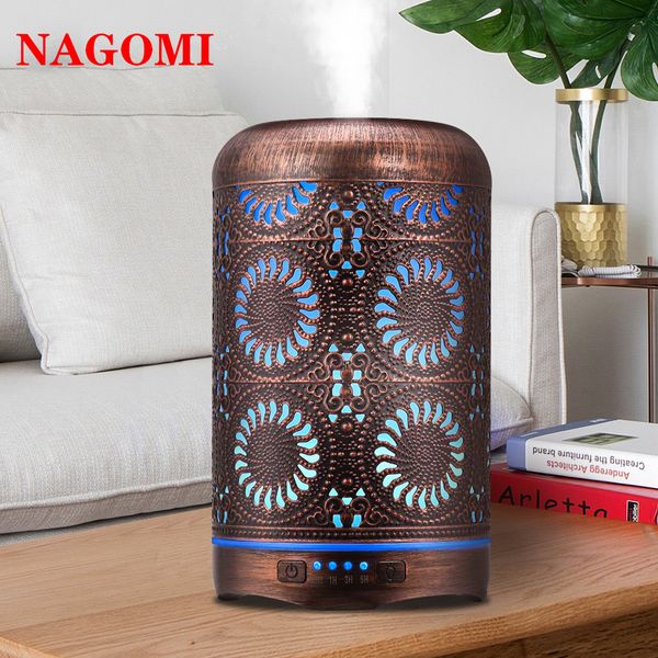 

250ml bronze metal air humidifier aromatherapy essential oil diffuser mist maker 7 color light change lamp for home office