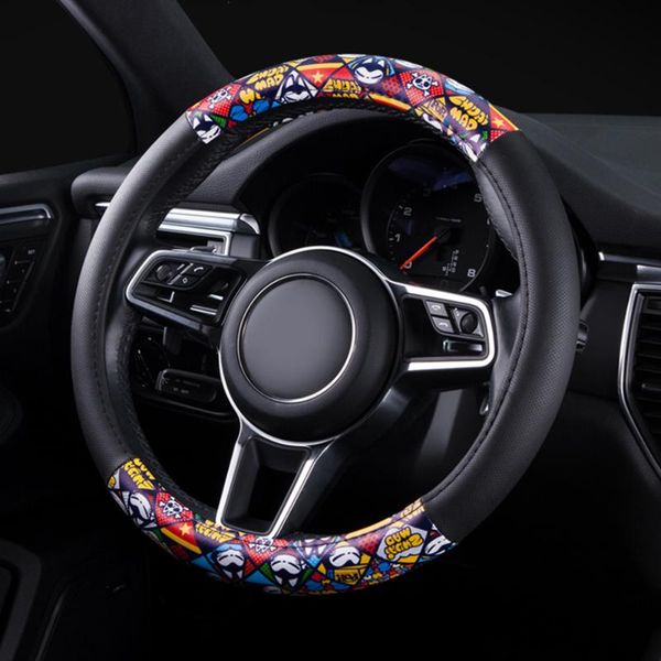 

chsky car steering wheel cover 38cm artificial leather cover auto steering wheel covers car-styling anti-slip car accessories
