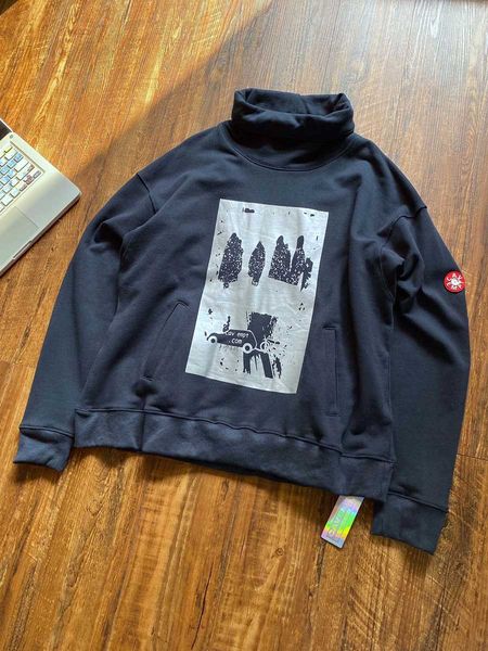 

cavempt hoodie mens designer sweater turtleneck luxury trendy printed sweatshirt retro style mens womens sweatshirt fashion, Black