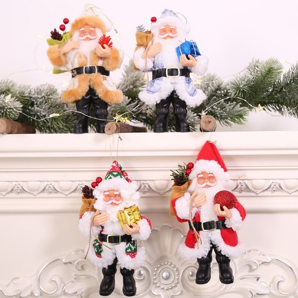 

1pc resin santa claus doll holiday figurine christmas gift table decoration home wooden xmas tree ornaments xmas children gifts