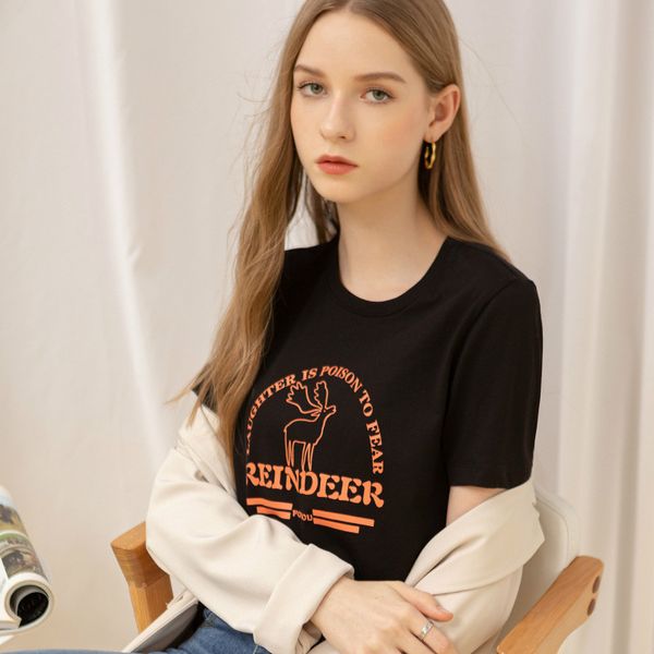 

backlakegirls 2020 t-shirt women's round collar loose printing cotton beach short sleeve fashion women's clothing, White;black