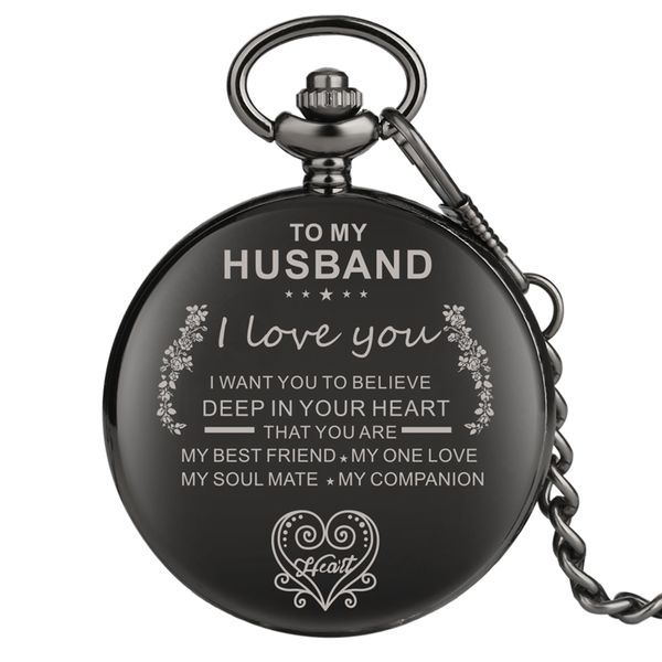 

luxury engraved customized to my husband i love you quartz pocket watch love anniversary souvenir gift for lover husband men, Slivery;golden