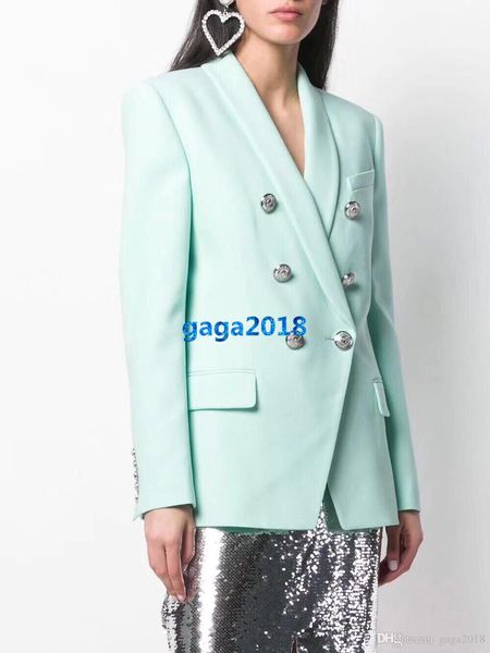 

высокого класса женщины девушки двубортный хлопок blazer костюм куртки воротником повседневная рубашка блузка на заказ милан модный дизайн р, Black;brown