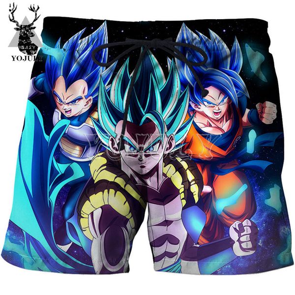 

yojuly new men summer board shorts гоку 3d printed аниме harajuku повседневный короткие штаны унисекс шорты для плавания dk09, White;black