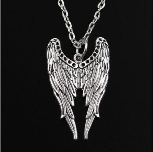 20 teile/los Mode Halskette Antik Silber Engel Flügel Charms Anhänger Kette Pullover Halskette Schmuck Geschenk