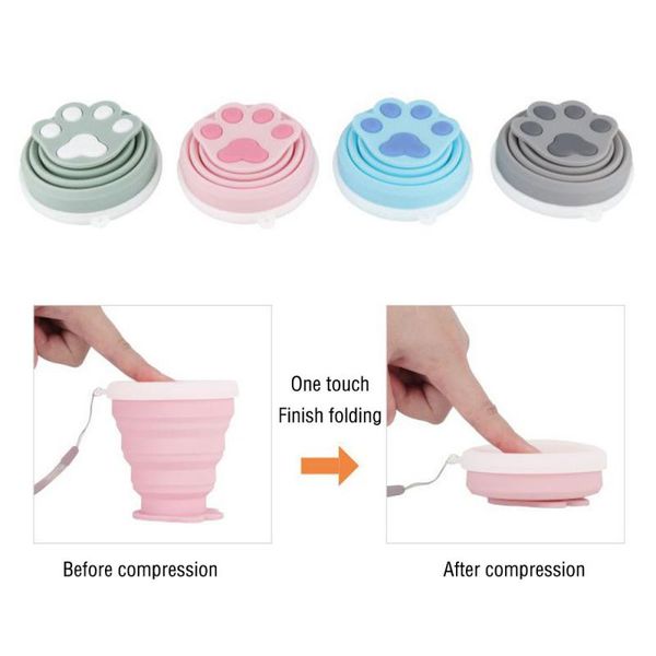 

new portable silicone retractable folding cup with lid outdoor collapsible drinking cup travel camping water