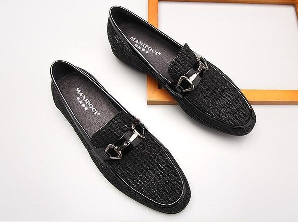 

brand designer luxury handmade loafers men genuine leather horsebit dress shoes male british style gentleman soft sole flats real picture, Black