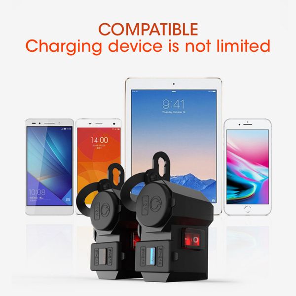 

motorcycle modified dual usb mobile phone charger cigarette lighter with voltmet