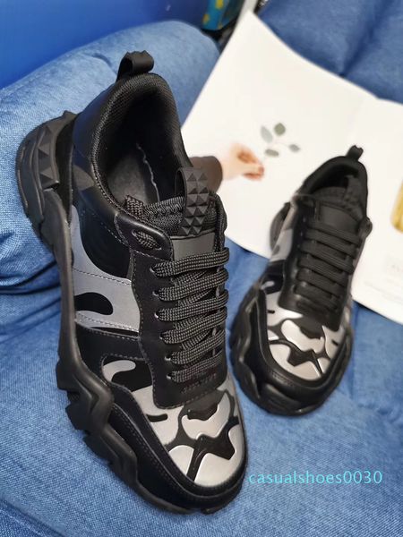

snew designer sneaker climbers rockrunner camouflage sneaker calfskin leather women men trainer vintage dad shoes running shoes 11 c30, Black