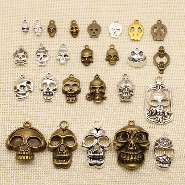 

40 шт серебро charm или подвески изготовление ювелирных изделий черепа hat head hj088, Bronze;silver