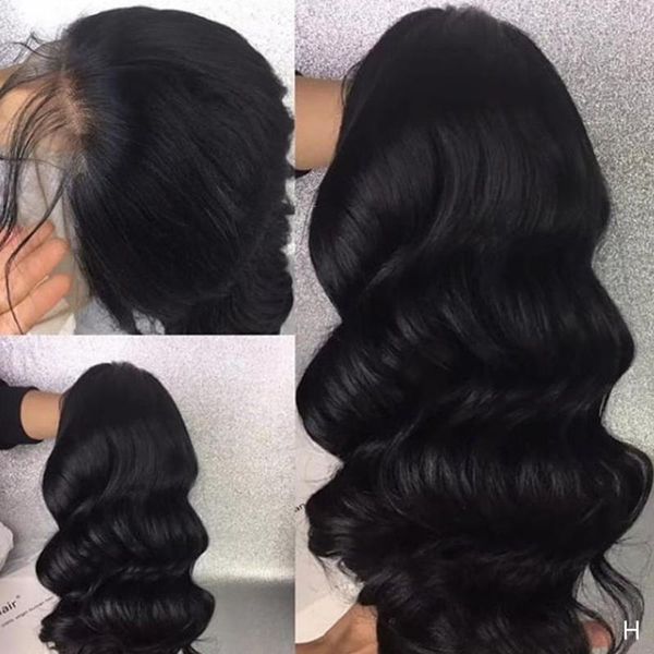 

jet black 13*6 lace front human hair wigs peruvian non-remy human hair wigs for black women body wave wig bleached knots, Black;brown