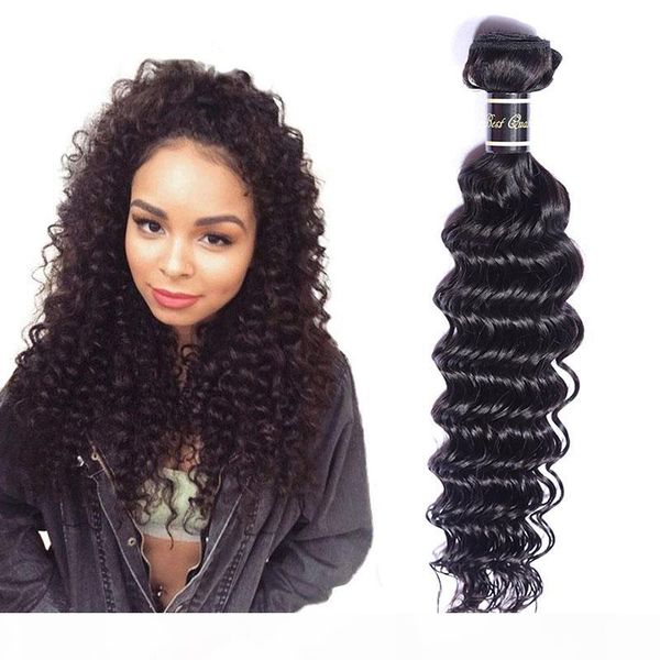 

brazilian virgin hair extensions 8-30inch deep wave one bundles deep curly natural color human hair products double wefts, Black