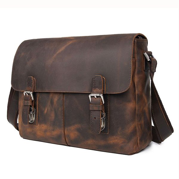 

boleke new crazy horse genuine leather men bags briefcases handbag shoulder crossbody bag men messenger bags leather lapbag