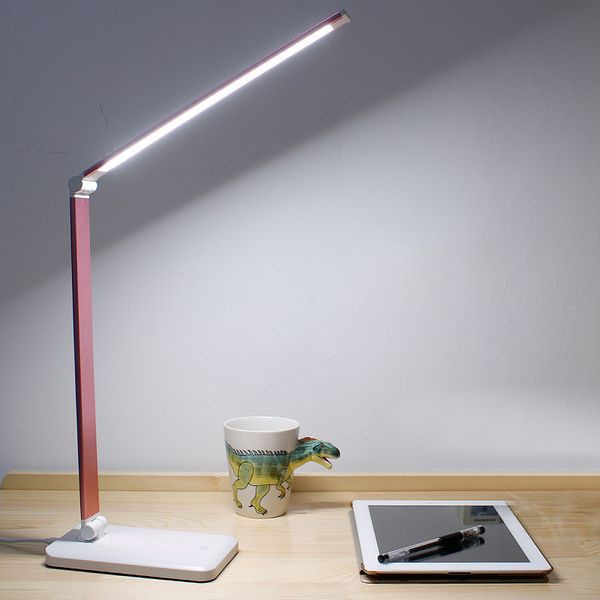 

led eye protection table lamp five-step dimming usb power supply desk reading table lamp pink 1 pc