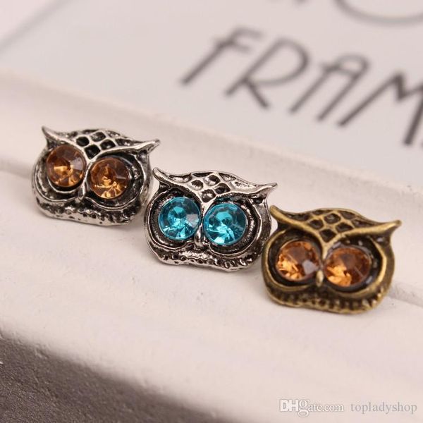 

exquisite retro stud diamond crystal earrings earrings owl eyes jewelry manufacturers wholesale, Golden;silver