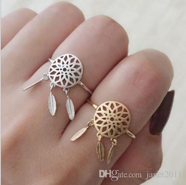 

dream catcher rings bohemian rings for girl/ladies dream catcher silver/gold tone alloy infinity open rings