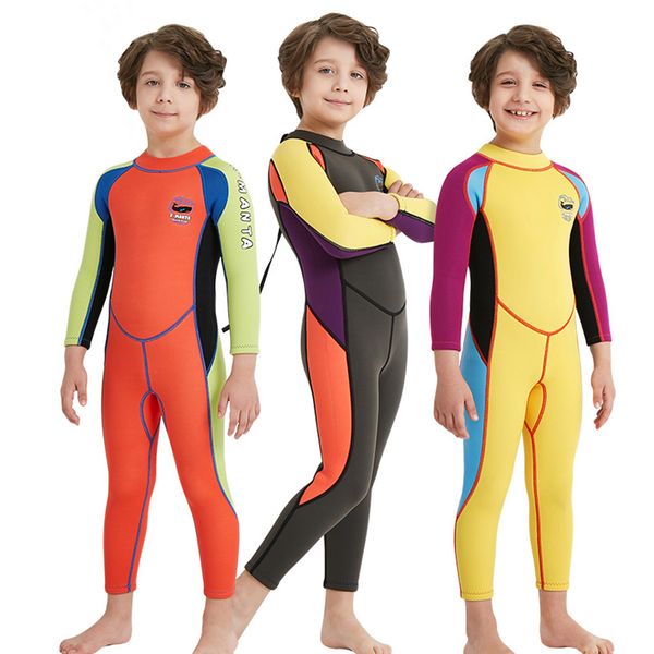

Kids For Youth Boys Girls Long Sleeve Surfing Diving Warm One Piece Swimsuit Children Monokini Bathing Suit Maillot De Bain