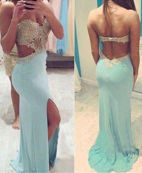 

2019 новый backless русалка кружева sexy бисером пром платья милая атласная развертки поезд пром платья небесно-голубой вечерние платья, Black;red
