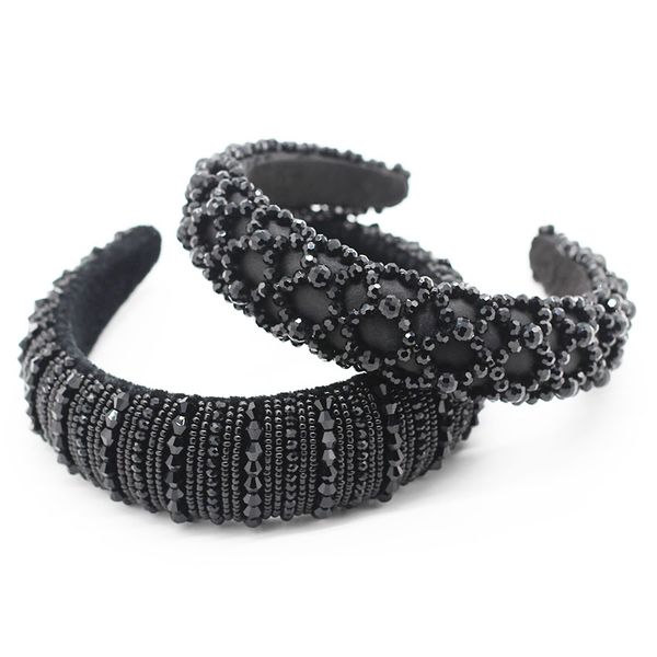 

new fashion temperament headband star with the same paragraph luxury crystal beads hand-stitched atmospheric headband 774, Golden;white